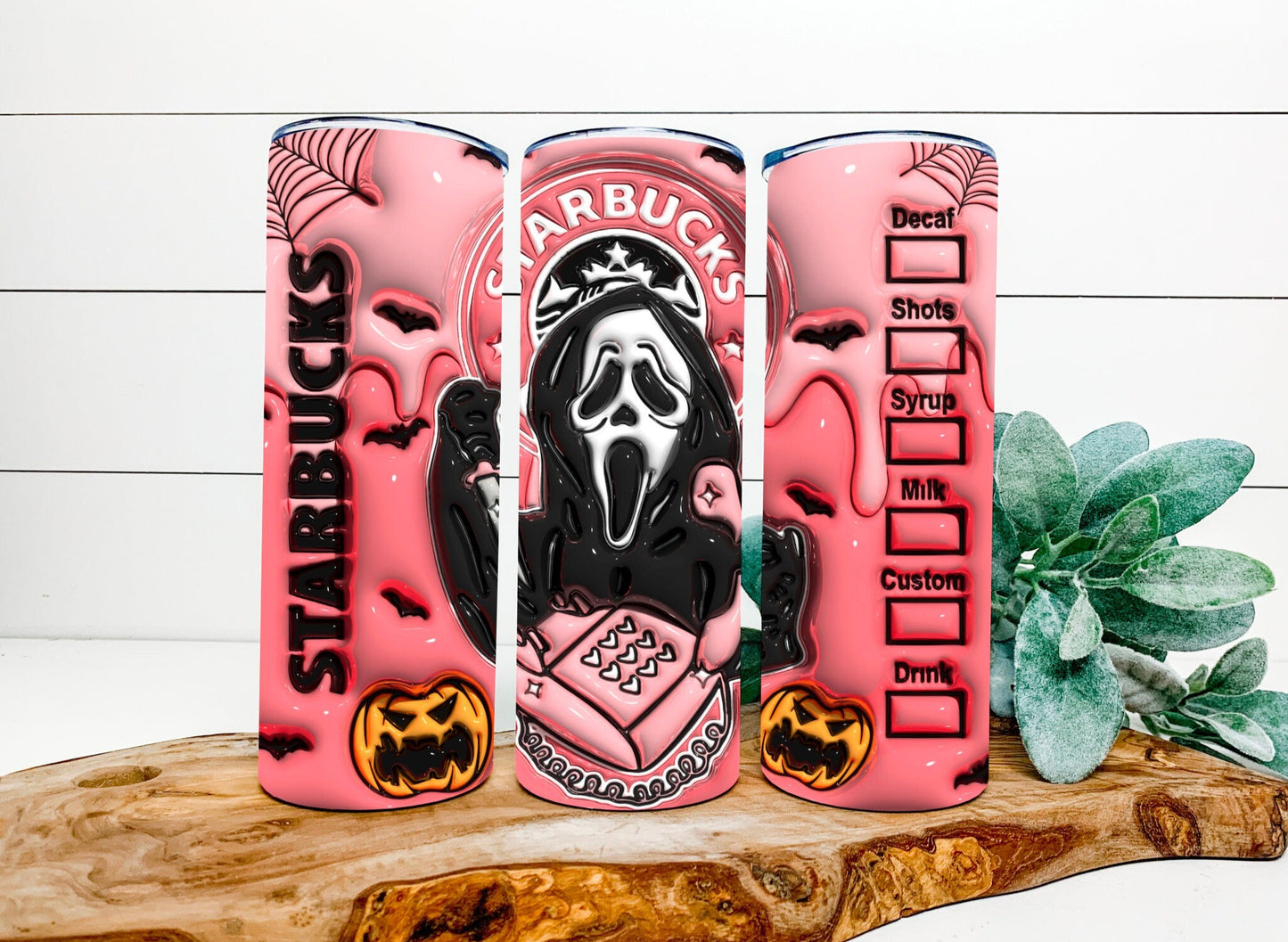 3-D illusion ghost spooky vibes, inflated 20oz Travel Mug/Tumbler