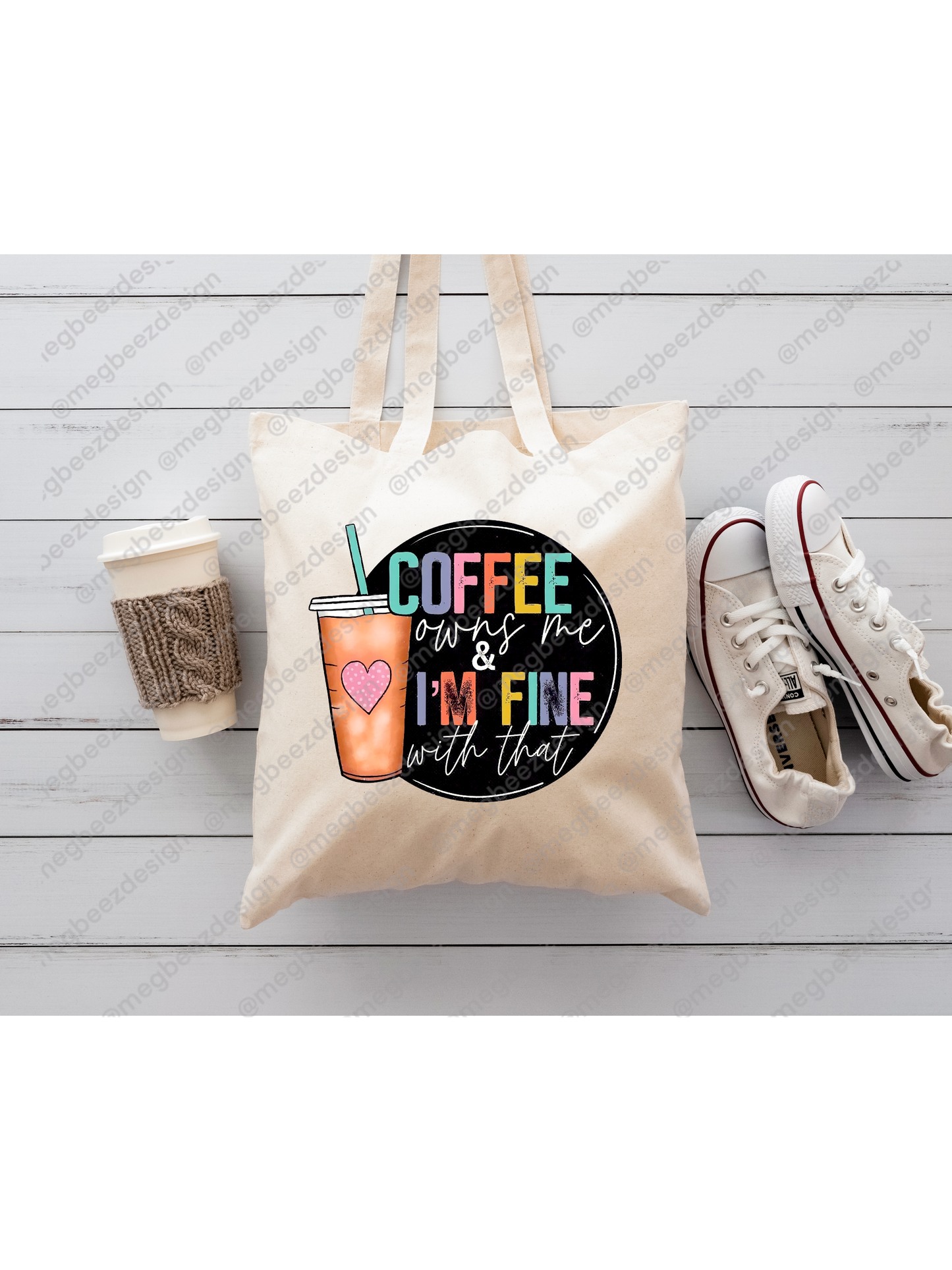 Coffee Beige sublimation tote bag, handmade everyday shopper/eco friendly
