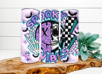 3-D illusion spooky vibes, inflated 20oz Travel Mug/Tumbler