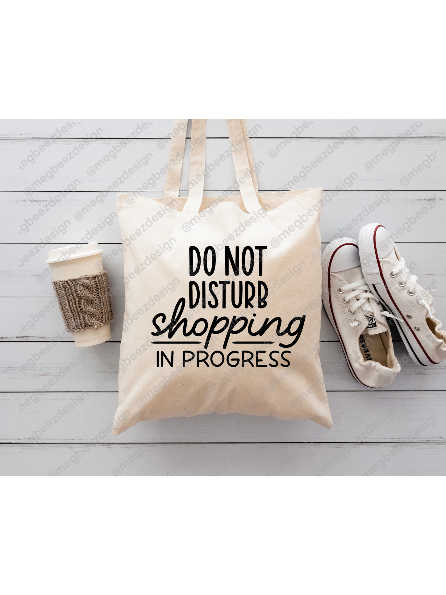 do not disturb Beige sublimation tote bag, handmade everyday shopper/eco friendly