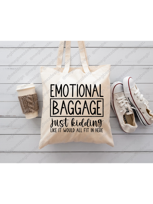 Emotional baggage Beige sublimation tote bag, handmade everyday shopper/eco friendly