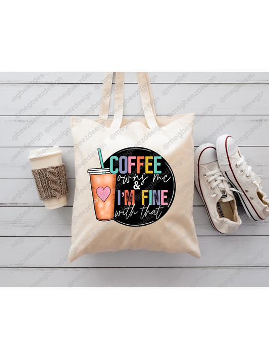 Coffee Beige sublimation tote bag, handmade everyday shopper/eco friendly