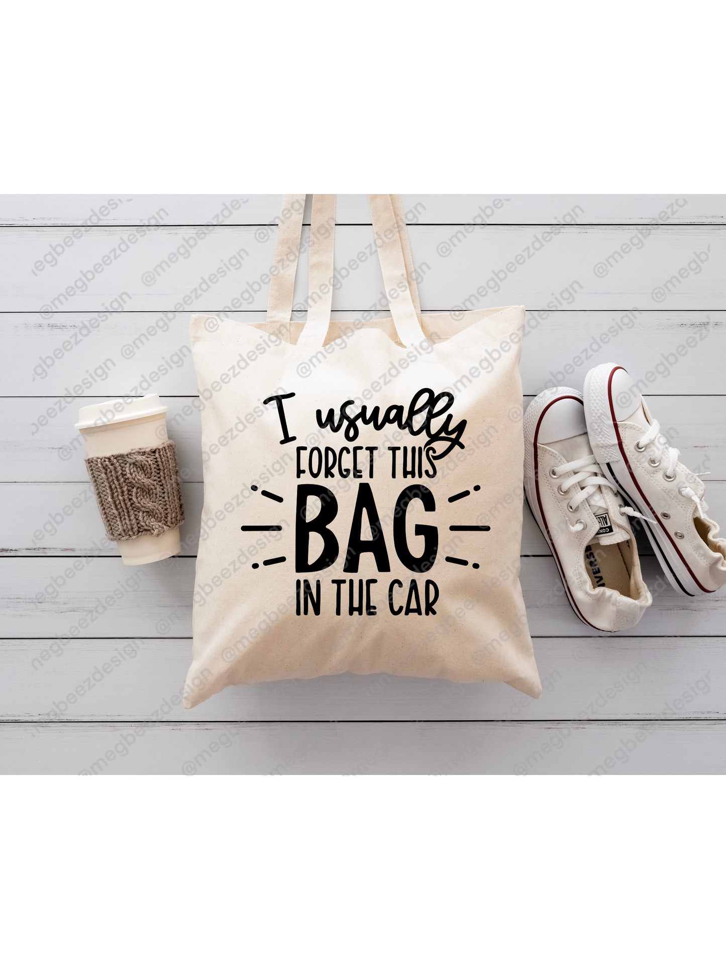 I usually forget this bag Beige sublimation tote bag, handmade everyday shopper/eco friendly